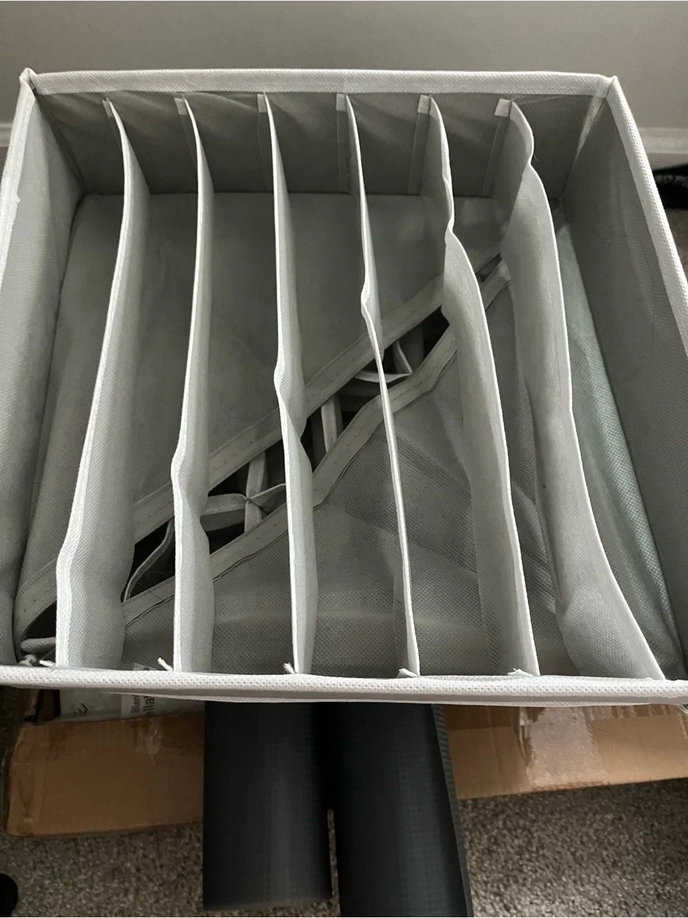 Neutral Fabric Grid Storage Organizer - multi-compartment